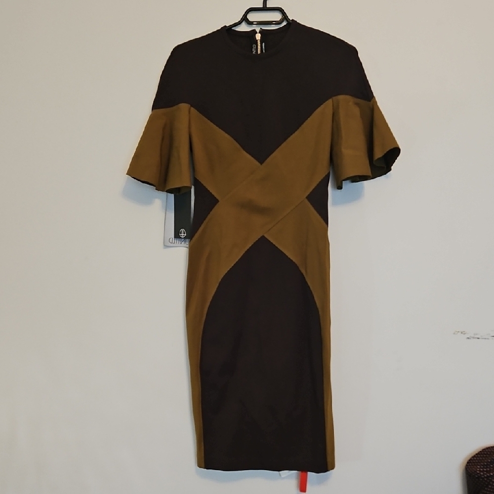 Chic Black and Brown Midi Dress